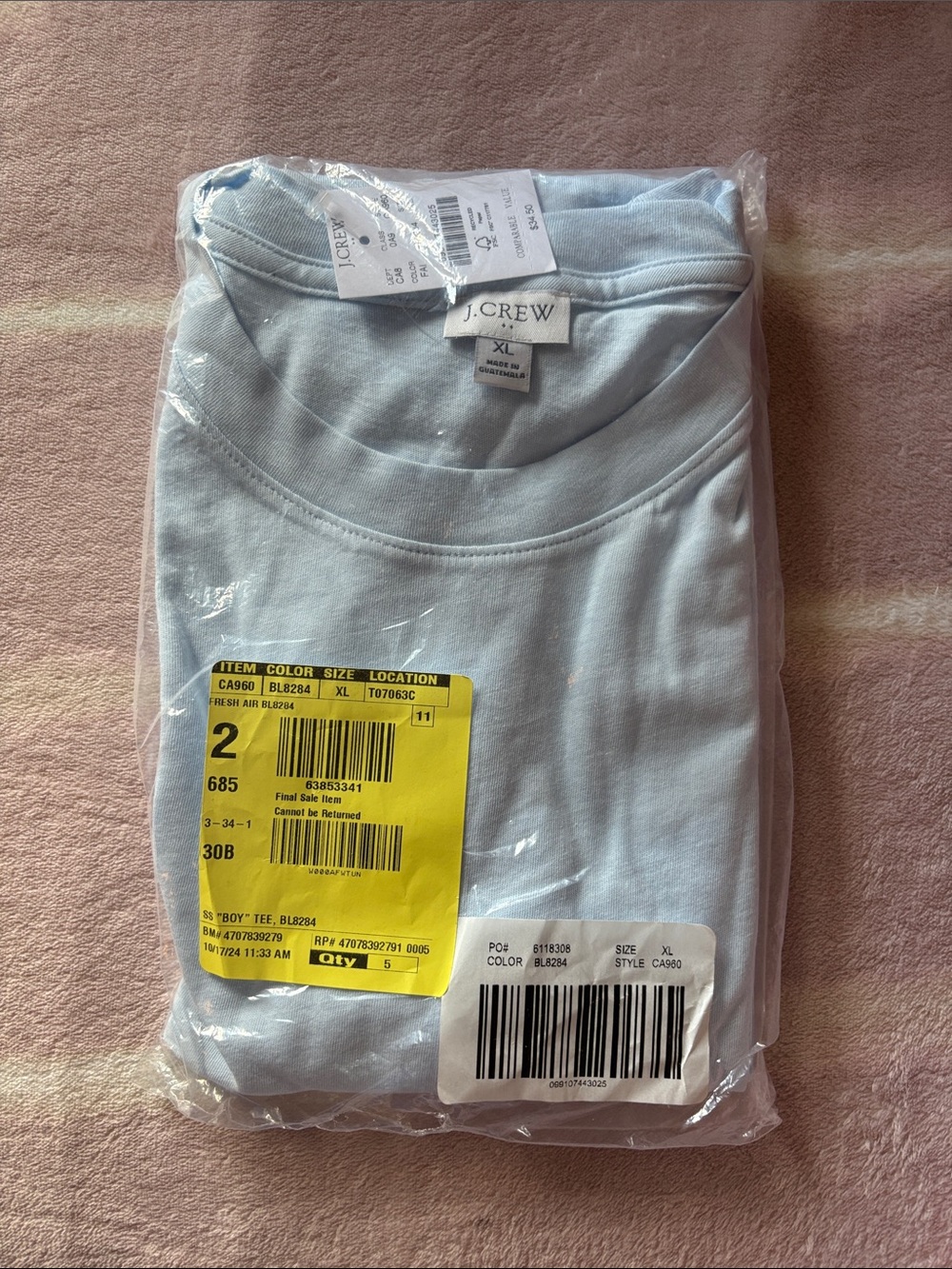 J. Crew Light Blue Crewneck Tee - XL